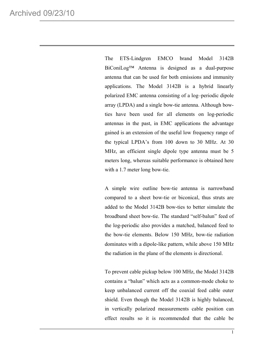 Introduction | ETS-Lindgren 3142B BiConiLog Antenna (Archived) User Manual | Page 5 / 22