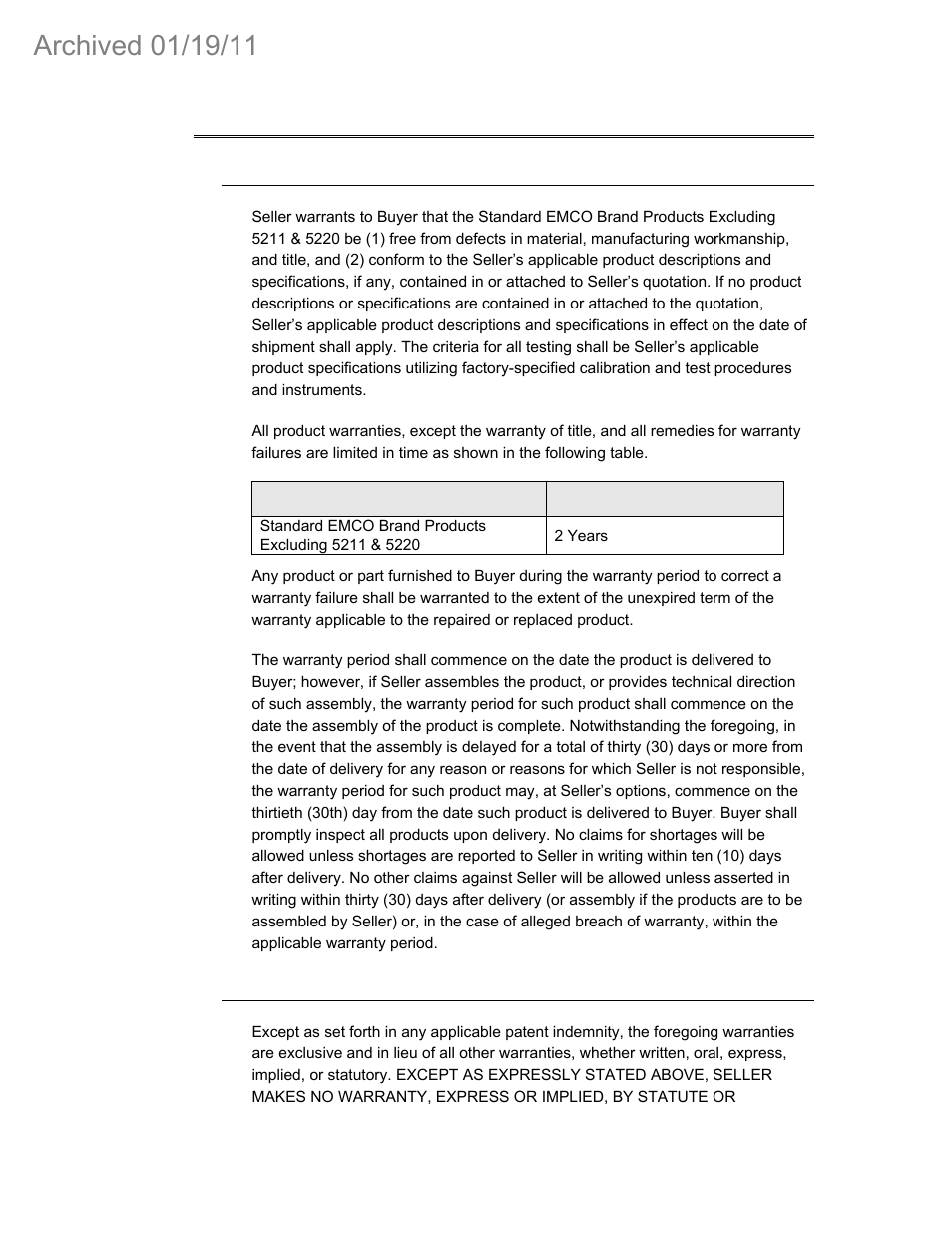 0 warranty policy for standard emco brand products, 1 scope and duration of warranties, 2 warranty exclusions | ETS-Lindgren 3142C Biconilog Antenna (Archived) User Manual | Page 27 / 29