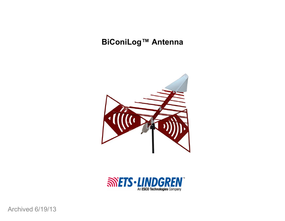 ETS-Lindgren 3142D BiConiLog Antenna (Archived) User Manual | 43 pages