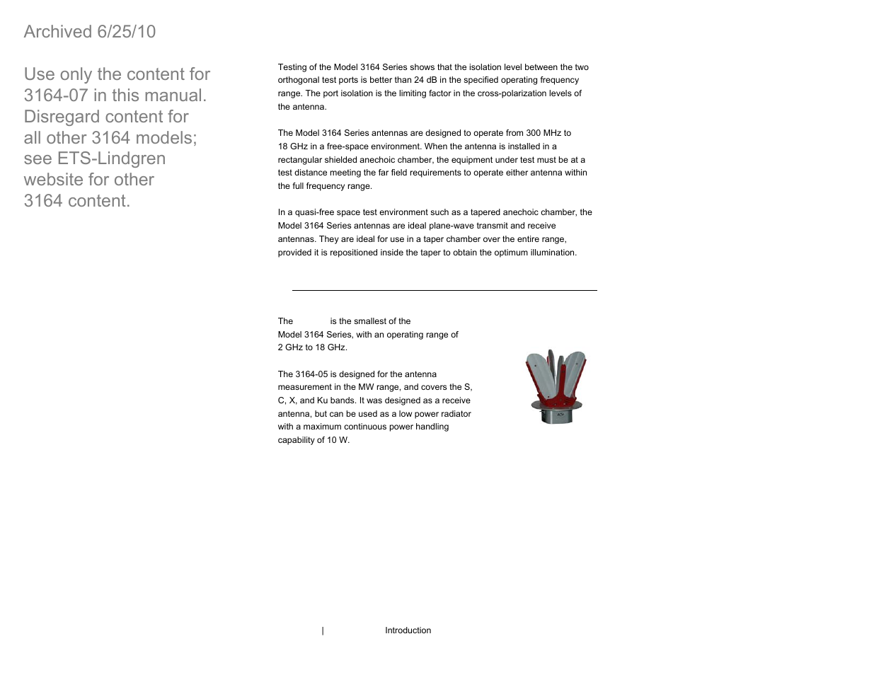 Model 3164-05 | ETS-Lindgren 3164-07 Open-Boundary Quad-Ridged Horn (Archived) User Manual | Page 12 / 80