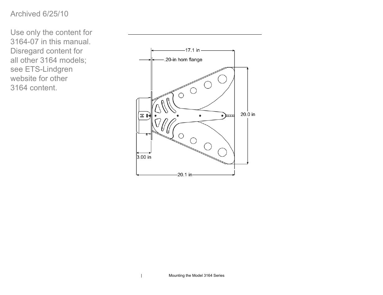 Chamber wall mount illustrations for model 316406, Chamber wall mount illustrations for model 3164-06 | ETS-Lindgren 3164-07 Open-Boundary Quad-Ridged Horn (Archived) User Manual | Page 24 / 80
