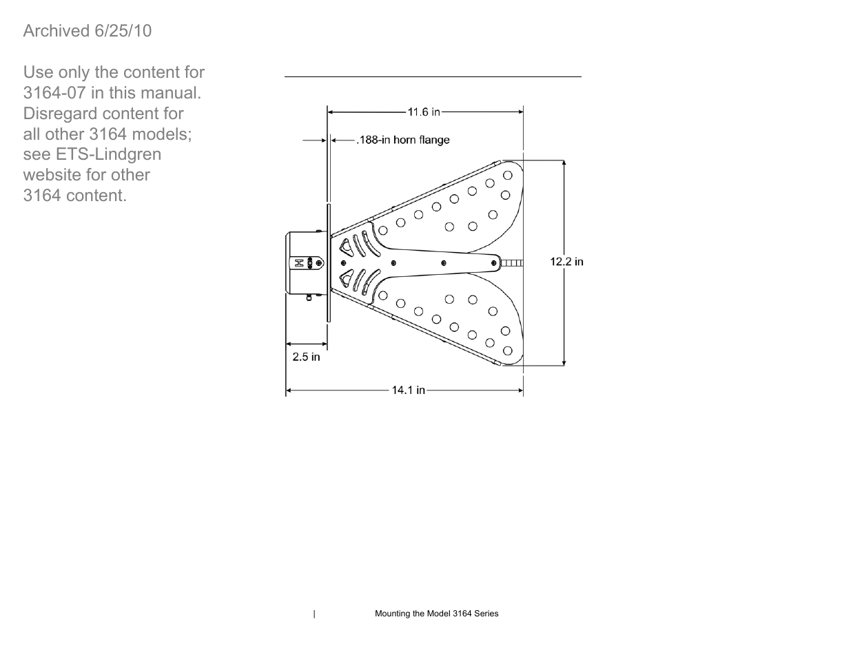 Chamber wall mount illustrations for model 316407, Chamber wall mount illustrations for model 3164-07 | ETS-Lindgren 3164-07 Open-Boundary Quad-Ridged Horn (Archived) User Manual | Page 26 / 80