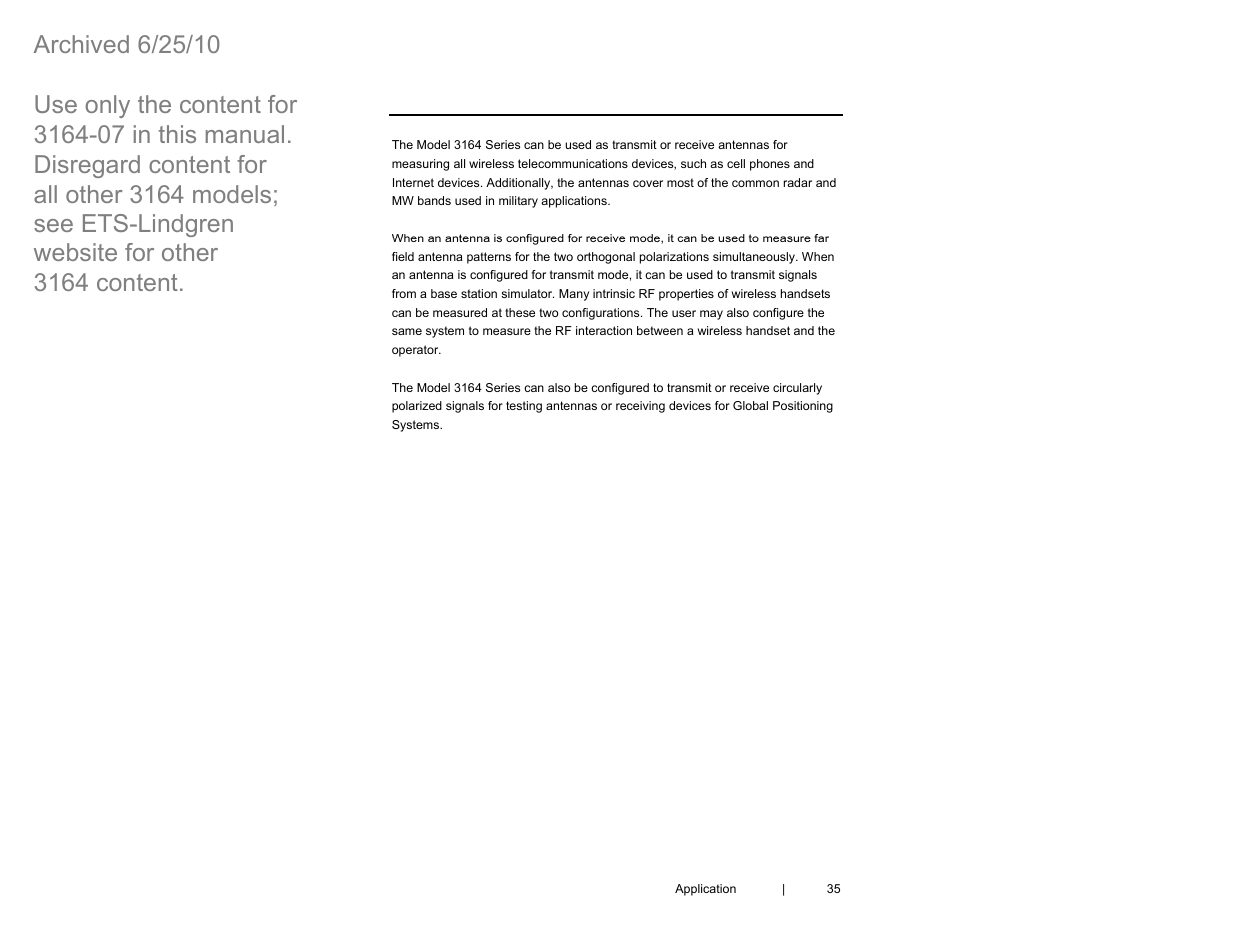 0 application | ETS-Lindgren 3164-07 Open-Boundary Quad-Ridged Horn (Archived) User Manual | Page 35 / 80