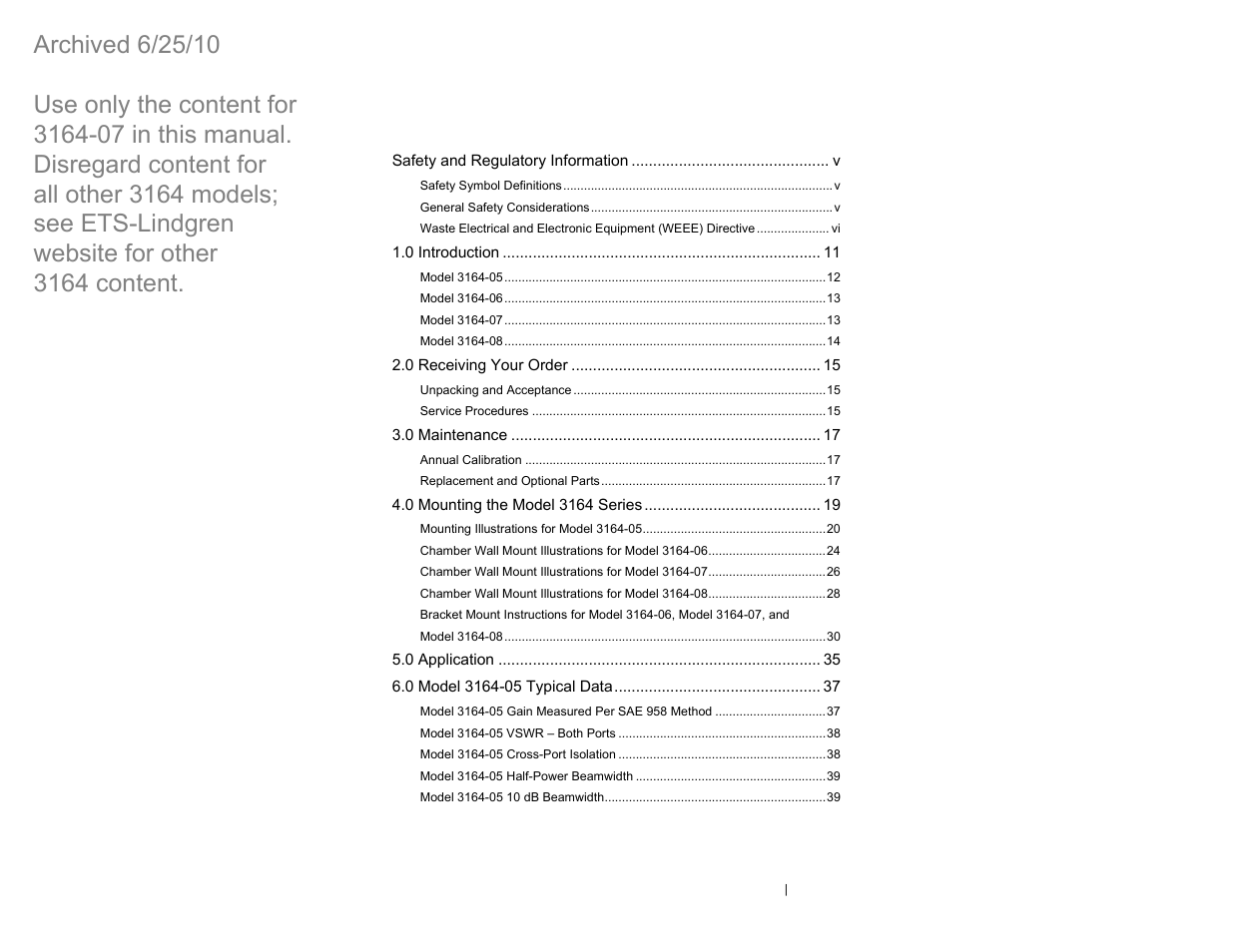 ETS-Lindgren 3164-07 Open-Boundary Quad-Ridged Horn (Archived) User Manual | Page 7 / 80
