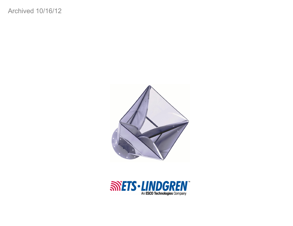 ETS-Lindgren 3164-04 Diagonal Dual Polarized Horns (Archived) User Manual | 27 pages
