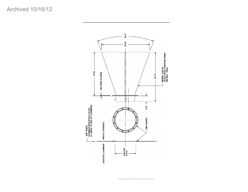 Mounting illustrations for model 3164-03, 3164-03 panel/chamber wall mount | ETS-Lindgren 3164-04 Diagonal Dual Polarized Horns (Archived) User Manual | Page 14 / 27
