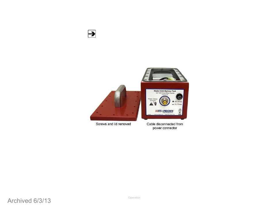 Replacing the battery pack, Archived 6/3/13 | ETS-Lindgren 4340 Digital Camera System (CCTV) (Archived) User Manual | Page 57 / 63