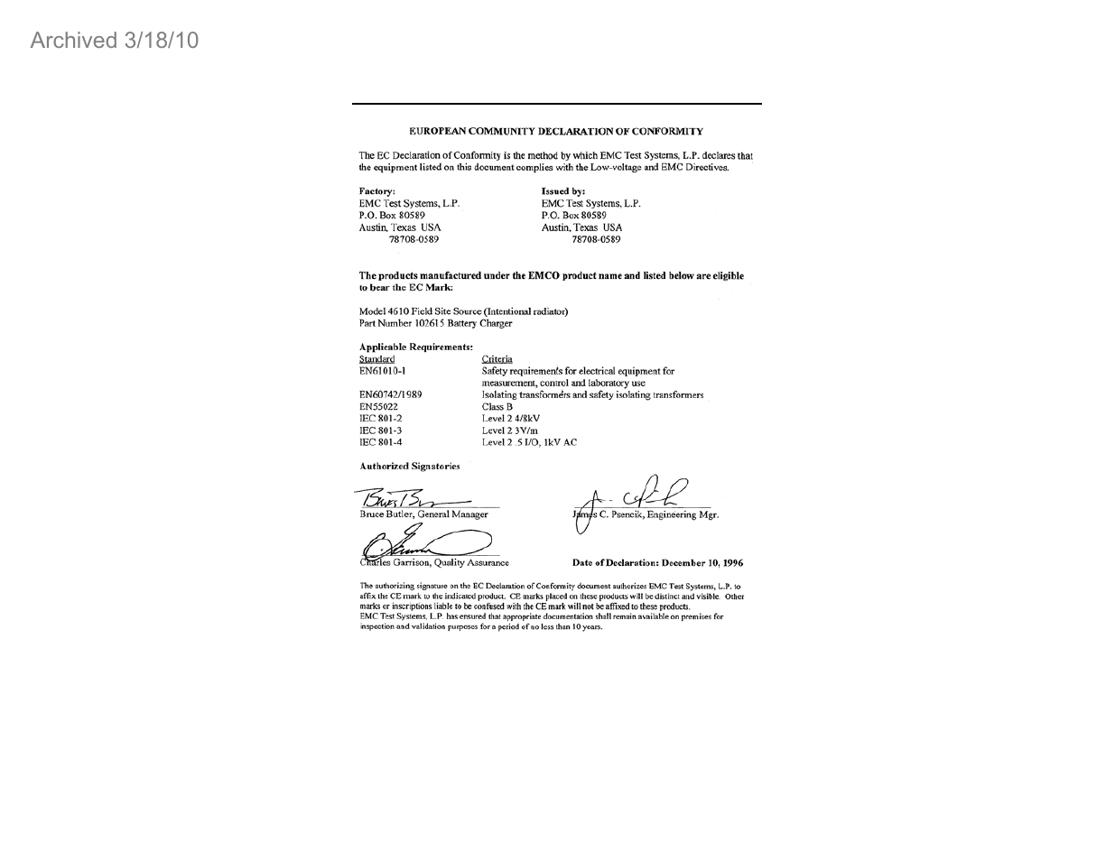 ETS-Lindgren 4610 Royce Field Site Source (Archived) User Manual | Page 31 / 31