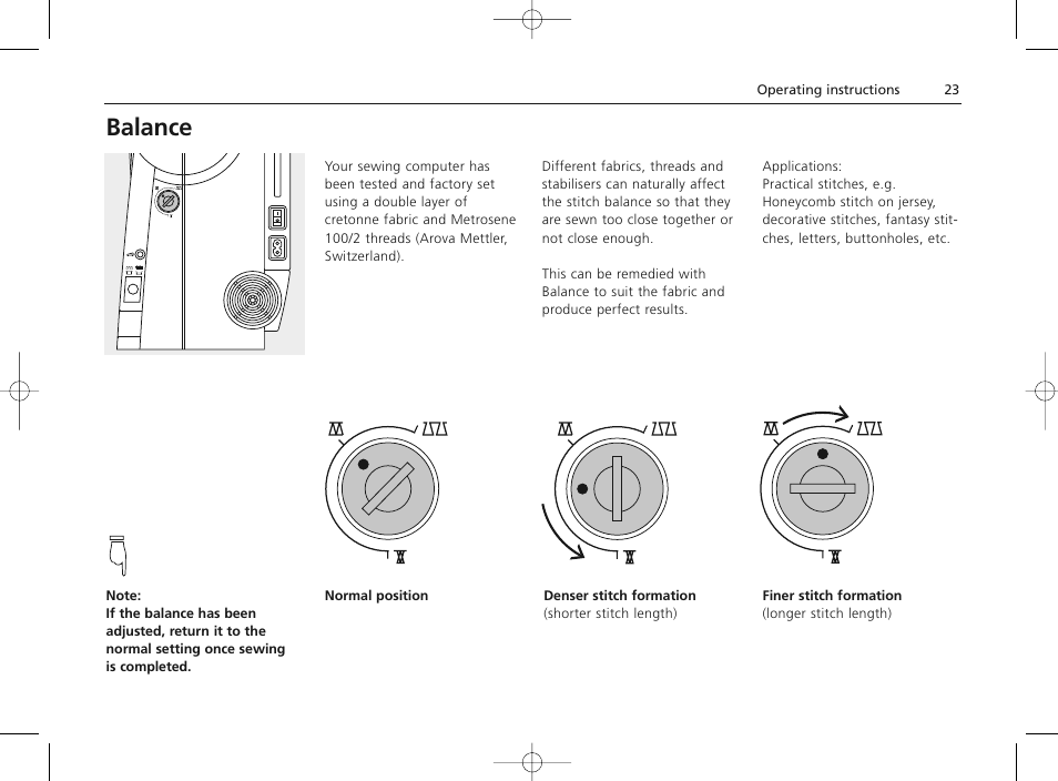 Balance | Bernina Sewing Machine User Manual | Page 23 / 52