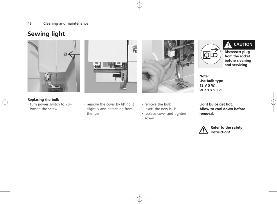 Sewing light | Bernina Sewing Machine User Manual | Page 48 / 52