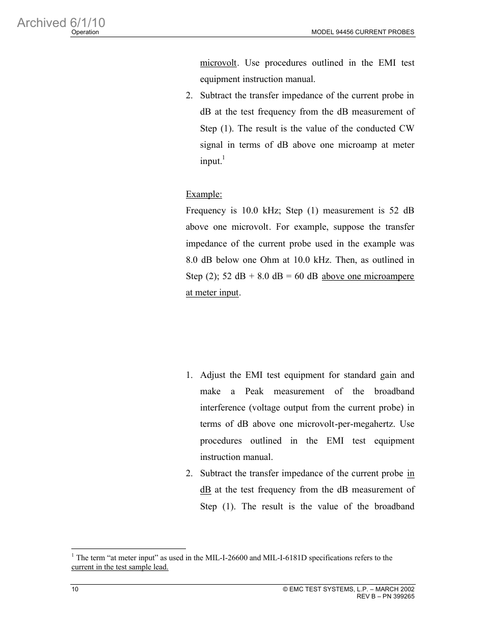 Archived 6/1/10 | ETS-Lindgren 94456 Current Probe (Archived) User Manual | Page 14 / 20