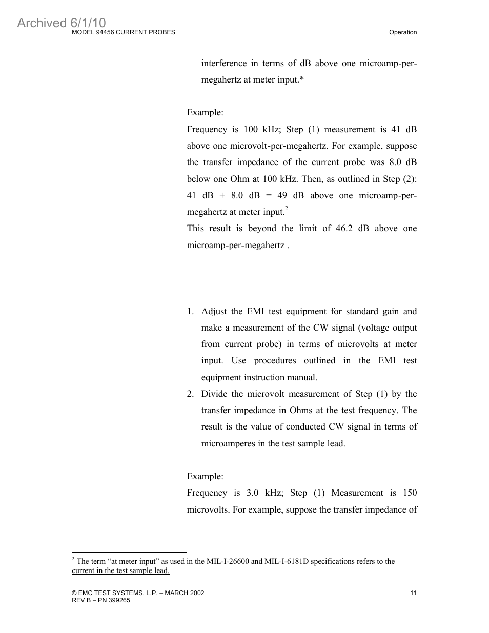 Archived 6/1/10 | ETS-Lindgren 94456 Current Probe (Archived) User Manual | Page 15 / 20