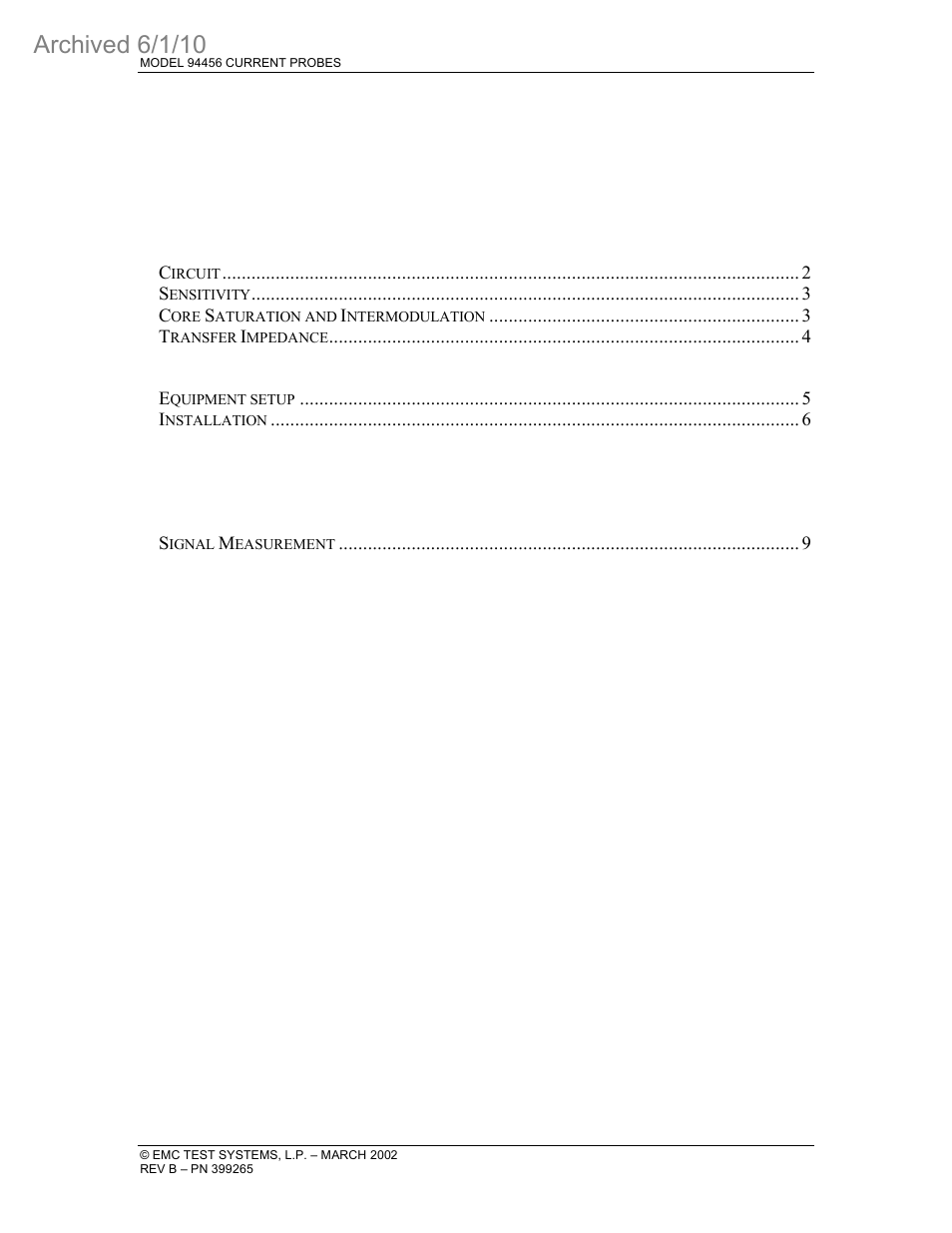 ETS-Lindgren 94456 Current Probe (Archived) User Manual | Page 3 / 20