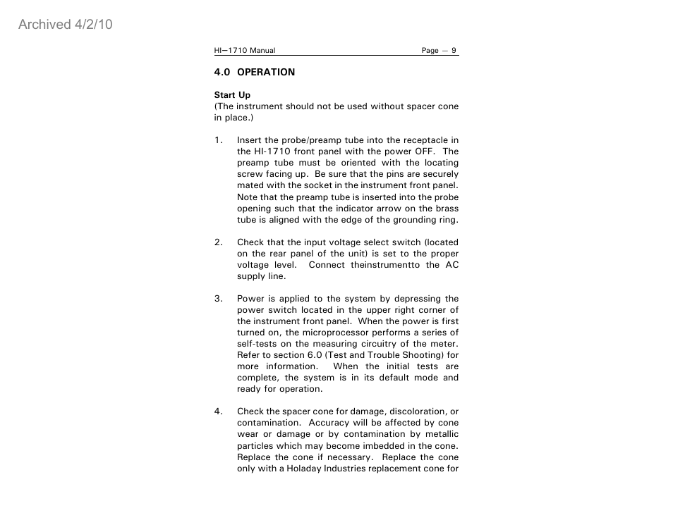 Archived 4/2/10 | ETS-Lindgren HI-1710 Microwave Measurement System (Archived) User Manual | Page 14 / 61