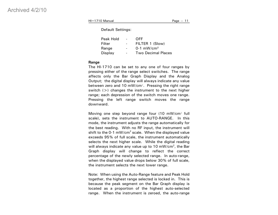 Archived 4/2/10 | ETS-Lindgren HI-1710 Microwave Measurement System (Archived) User Manual | Page 16 / 61