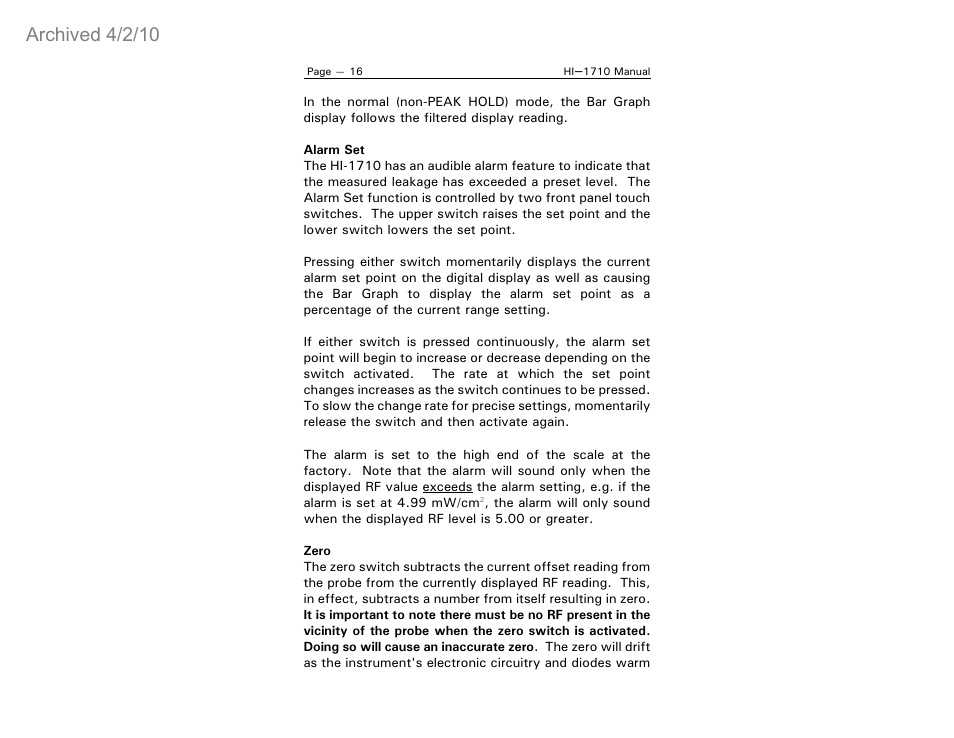 Archived 4/2/10 | ETS-Lindgren HI-1710 Microwave Measurement System (Archived) User Manual | Page 21 / 61