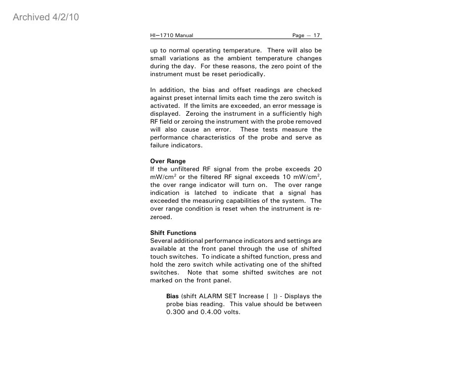 Archived 4/2/10 | ETS-Lindgren HI-1710 Microwave Measurement System (Archived) User Manual | Page 22 / 61