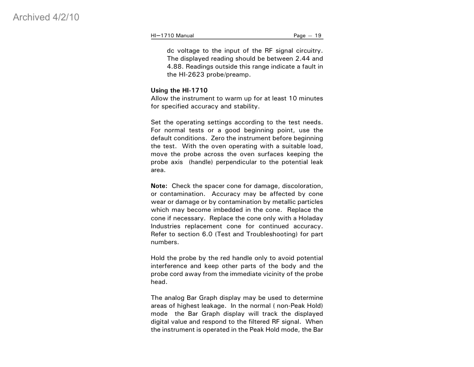Archived 4/2/10 | ETS-Lindgren HI-1710 Microwave Measurement System (Archived) User Manual | Page 24 / 61