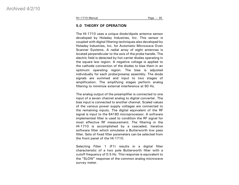 Archived 4/2/10 | ETS-Lindgren HI-1710 Microwave Measurement System (Archived) User Manual | Page 40 / 61