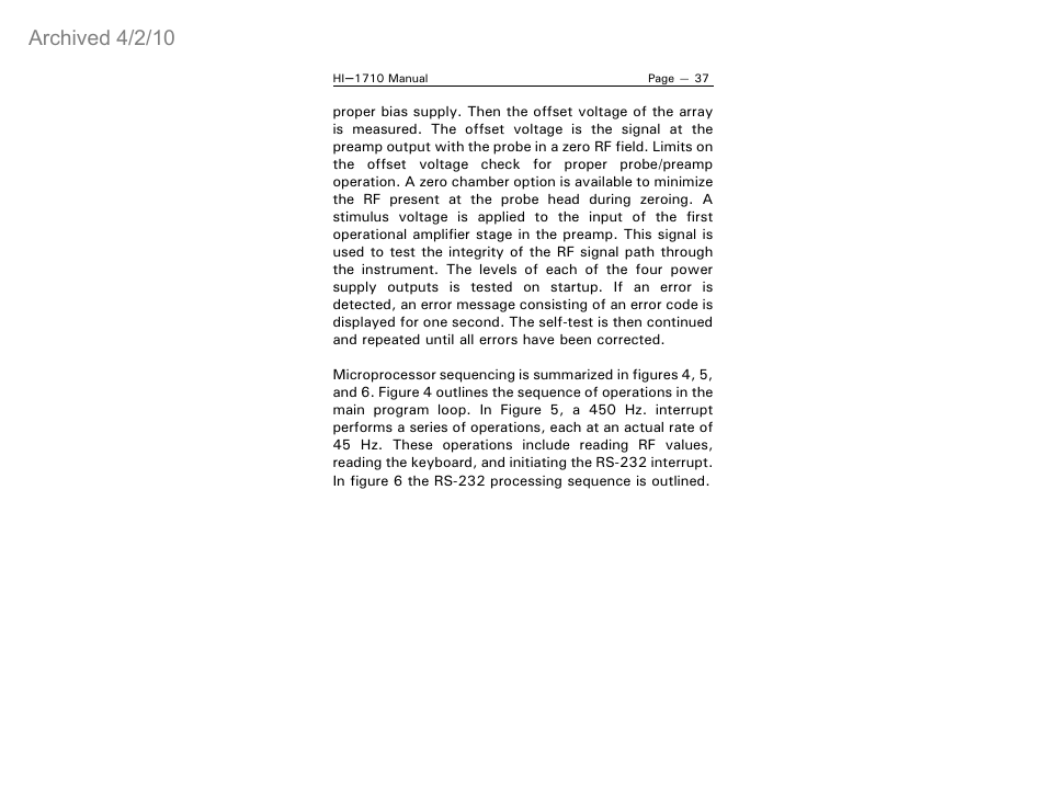 Archived 4/2/10 | ETS-Lindgren HI-1710 Microwave Measurement System (Archived) User Manual | Page 42 / 61