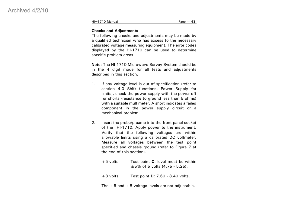 Archived 4/2/10 | ETS-Lindgren HI-1710 Microwave Measurement System (Archived) User Manual | Page 48 / 61