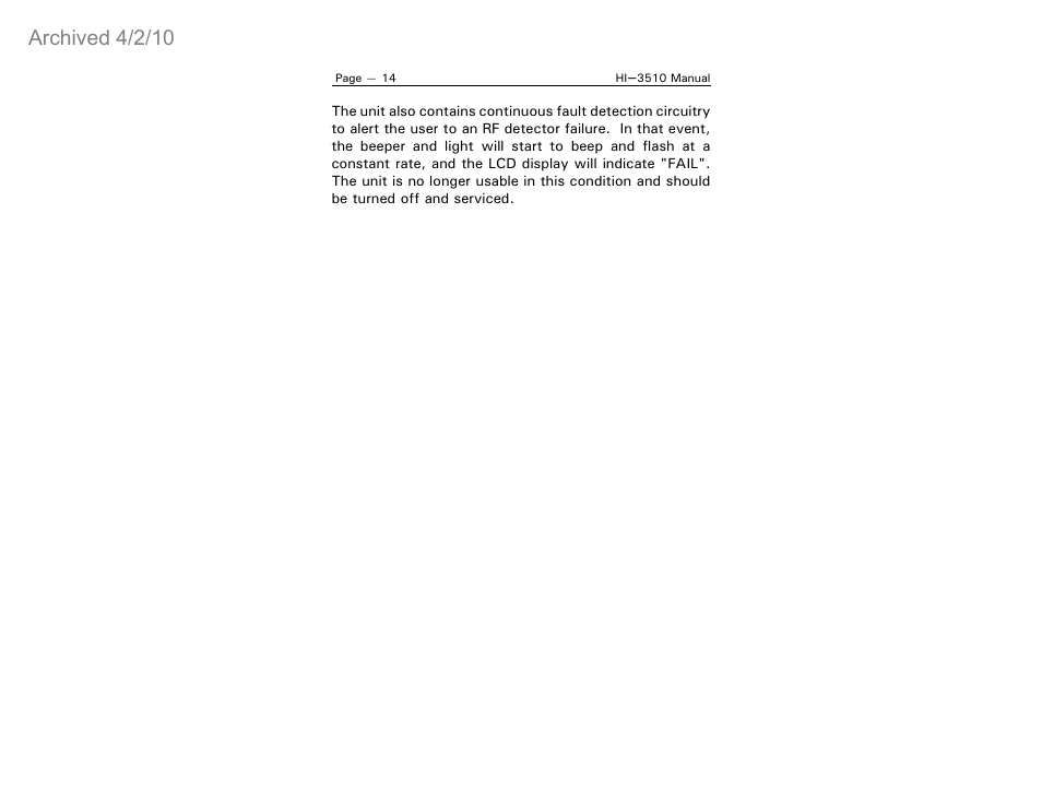Archived 4/2/10 | ETS-Lindgren HI-3510 RF Radiation Badge Broadband Electromagnetic Radiation Detector (Archived) User Manual | Page 19 / 29