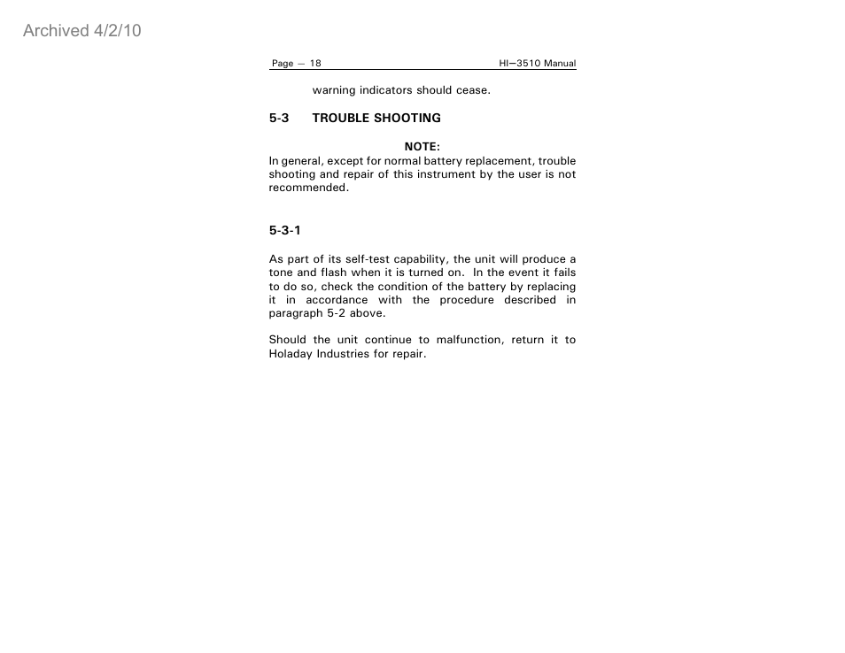 Archived 4/2/10 | ETS-Lindgren HI-3510 RF Radiation Badge Broadband Electromagnetic Radiation Detector (Archived) User Manual | Page 23 / 29