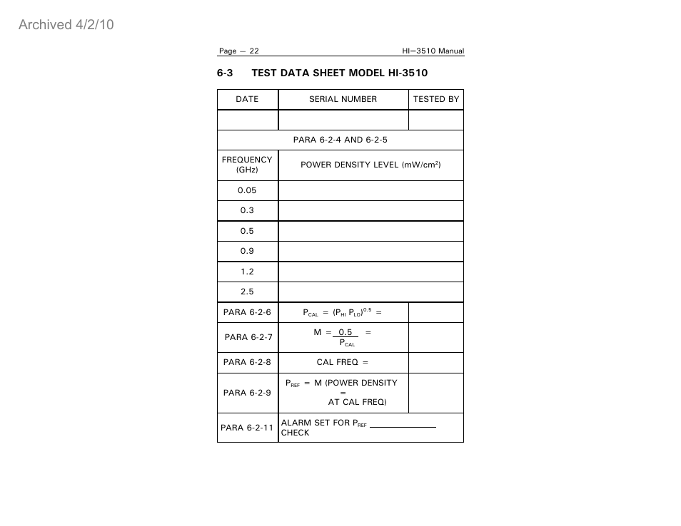 Archived 4/2/10 | ETS-Lindgren HI-3510 RF Radiation Badge Broadband Electromagnetic Radiation Detector (Archived) User Manual | Page 27 / 29