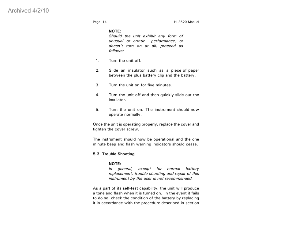 Archived 4/2/10 | ETS-Lindgren HI-3520 Microwave Monitor (Archived) User Manual | Page 18 / 26