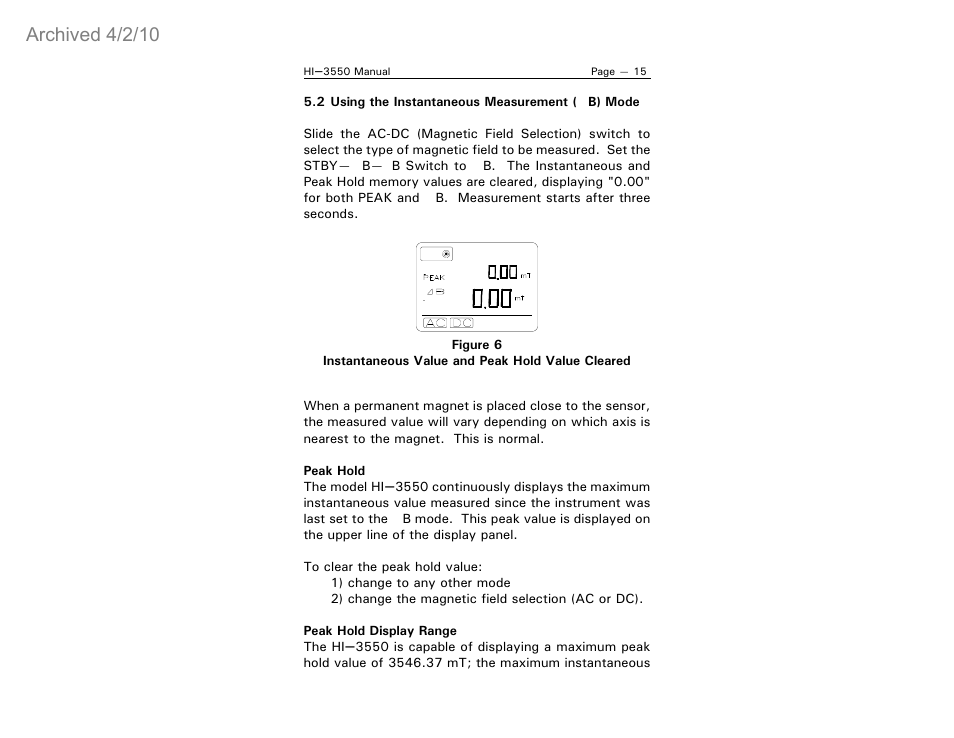 Archived 4/2/10 | ETS-Lindgren HI-3550 Magnetic Field Monitor (Archived) User Manual | Page 20 / 31