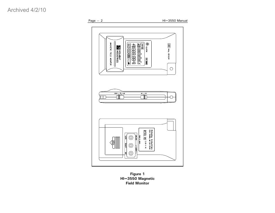 Archived 4/2/10 | ETS-Lindgren HI-3550 Magnetic Field Monitor (Archived) User Manual | Page 7 / 31