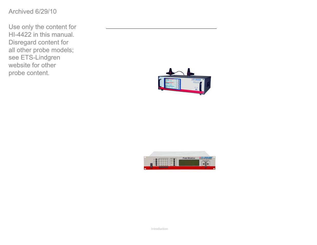 Readout options, Hi6100 field monitor, Fm5004 field monitor | Hi-6100 field monitor | ETS-Lindgren HI-4422 Field Probe (Archived) User Manual | Page 12 / 158