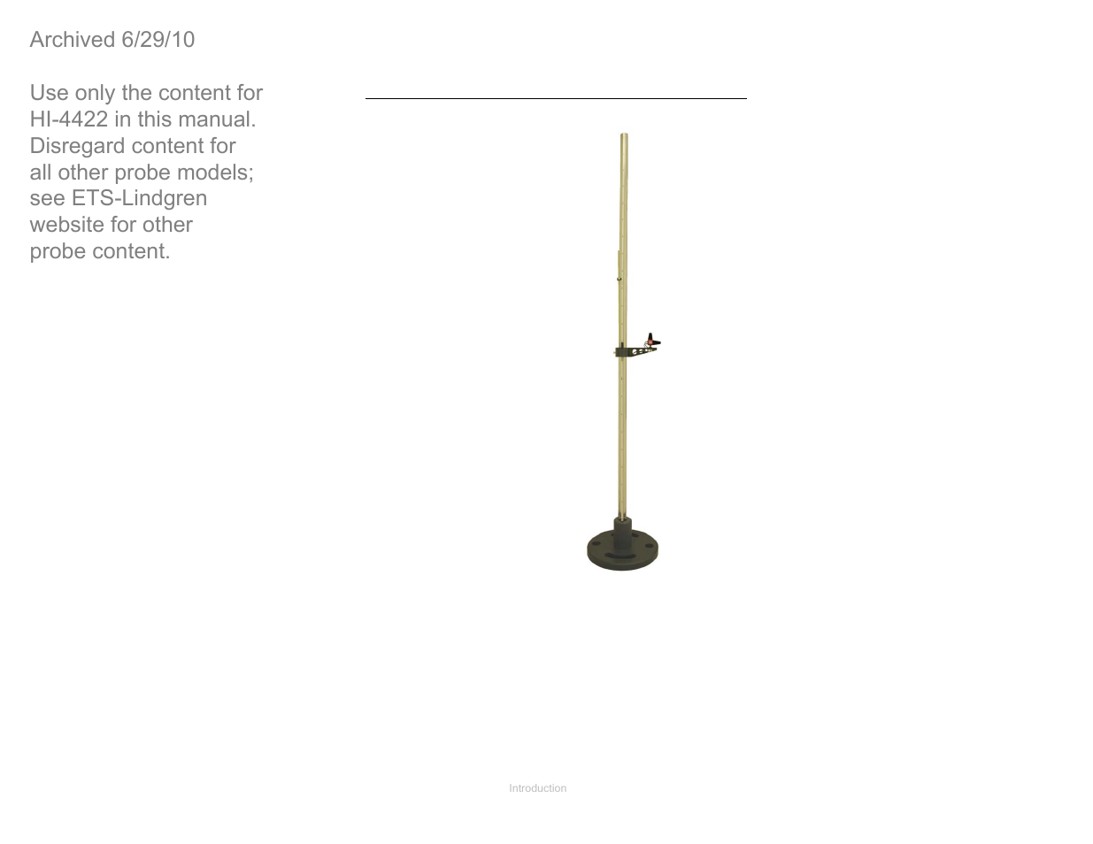Optional probe stand | ETS-Lindgren HI-4422 Field Probe (Archived) User Manual | Page 15 / 158