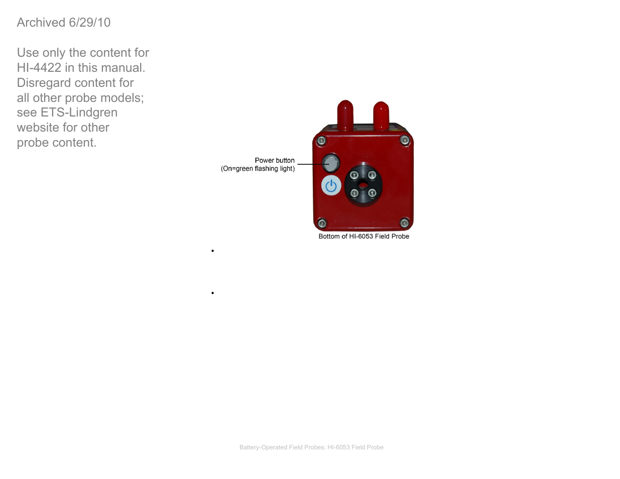 Hi6053 power switch, Hi-6053 power switch | ETS-Lindgren HI-4422 Field Probe (Archived) User Manual | Page 52 / 158