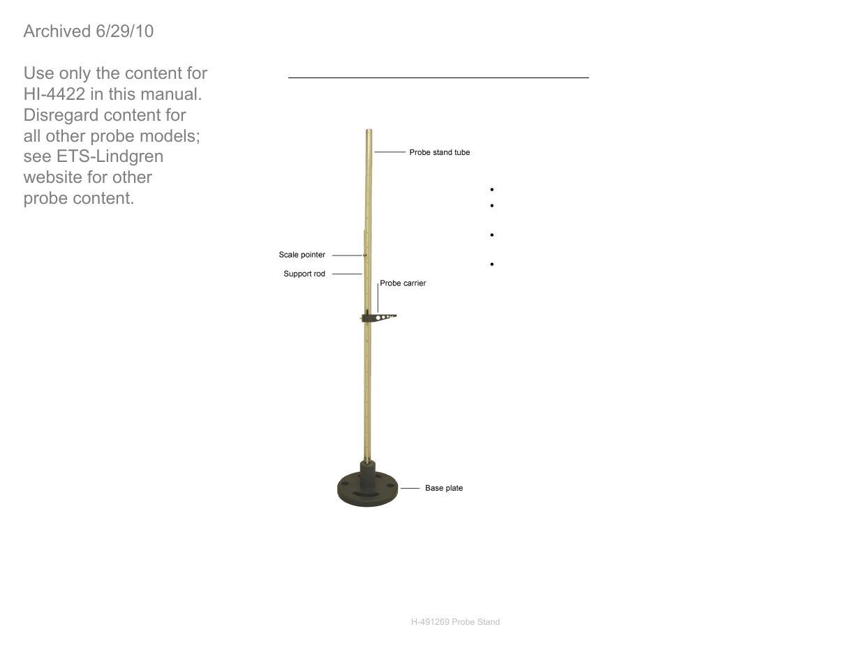 Probe stand assembly, Parts to assemble | ETS-Lindgren HI-4422 Field Probe (Archived) User Manual | Page 72 / 158