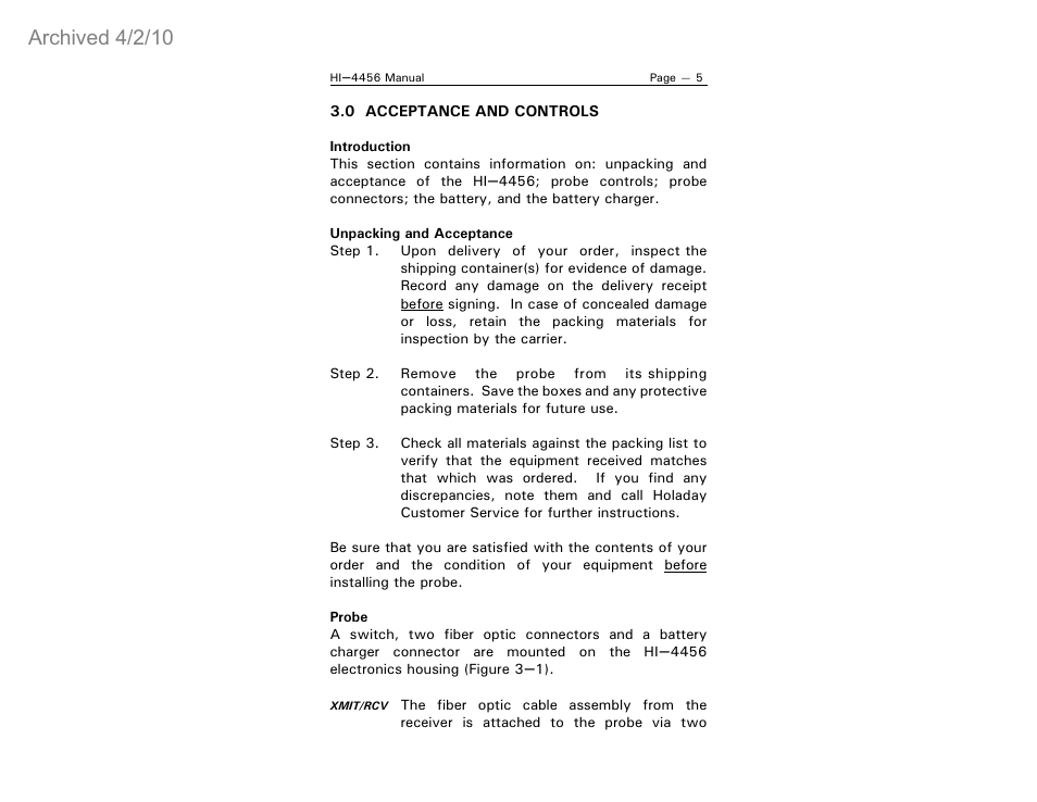 Archived 4/2/10 | ETS-Lindgren HI-4456 Isotropic Electric Field Probe (Archived) User Manual | Page 10 / 35