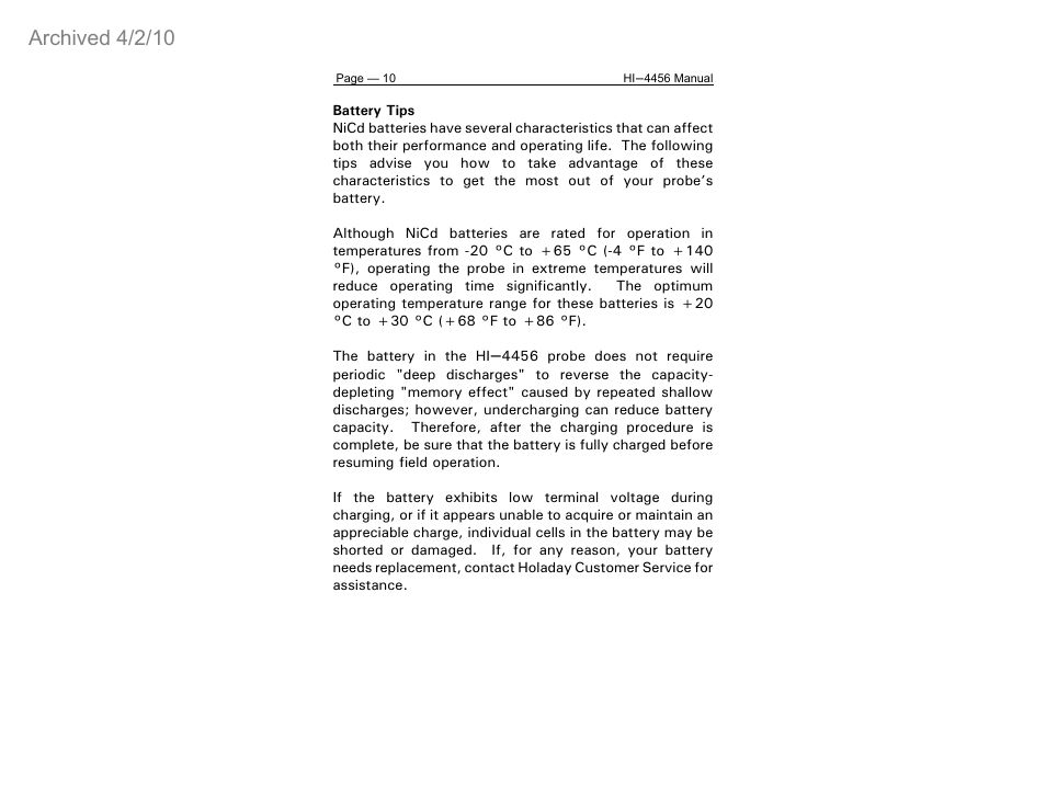 Archived 4/2/10 | ETS-Lindgren HI-4456 Isotropic Electric Field Probe (Archived) User Manual | Page 15 / 35