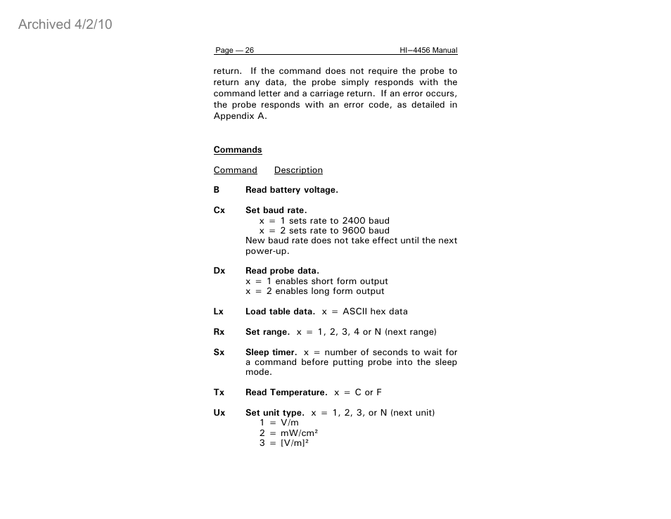 Archived 4/2/10 | ETS-Lindgren HI-4456 Isotropic Electric Field Probe (Archived) User Manual | Page 31 / 35