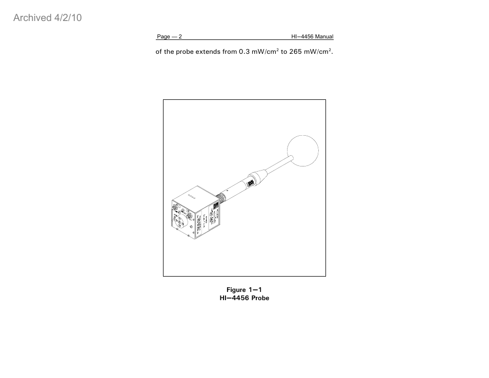 Archived 4/2/10 | ETS-Lindgren HI-4456 Isotropic Electric Field Probe (Archived) User Manual | Page 7 / 35