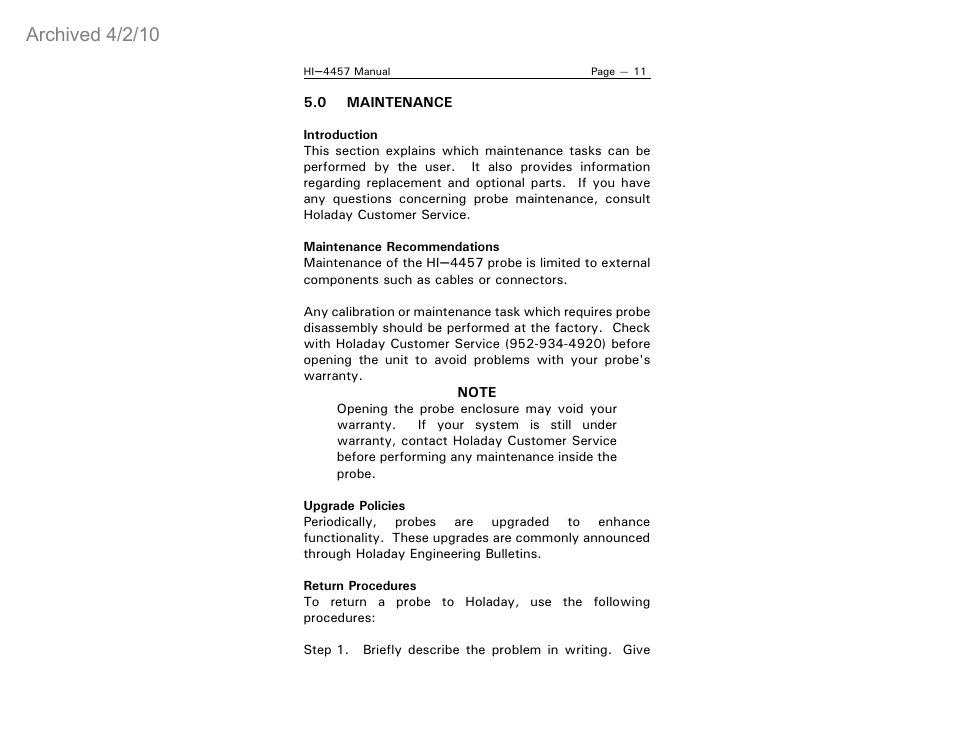 Archived 4/2/10 | ETS-Lindgren HI-4457 Isotropic Magnetic Field Probe (Archived) User Manual | Page 16 / 36