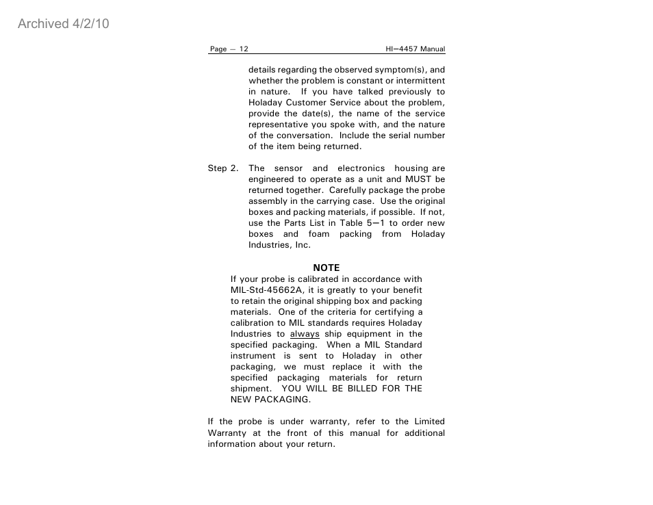 Archived 4/2/10 | ETS-Lindgren HI-4457 Isotropic Magnetic Field Probe (Archived) User Manual | Page 17 / 36