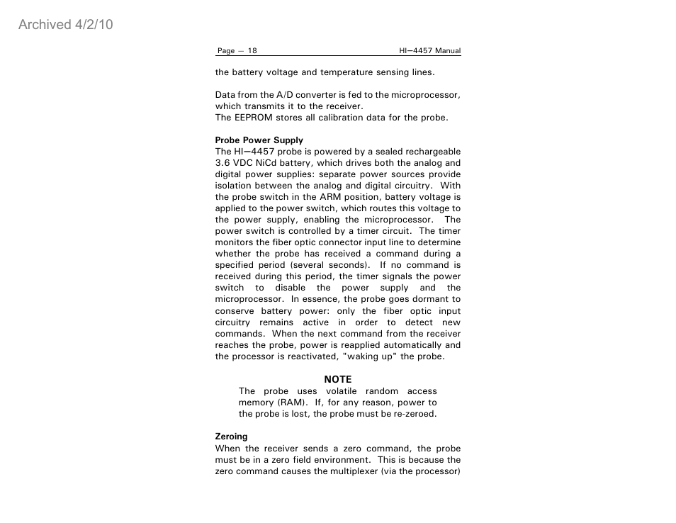 Archived 4/2/10 | ETS-Lindgren HI-4457 Isotropic Magnetic Field Probe (Archived) User Manual | Page 23 / 36