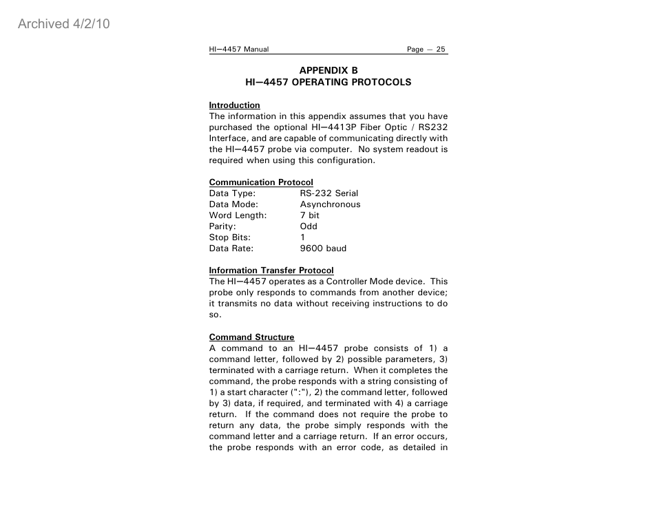 Archived 4/2/10 | ETS-Lindgren HI-4457 Isotropic Magnetic Field Probe (Archived) User Manual | Page 30 / 36