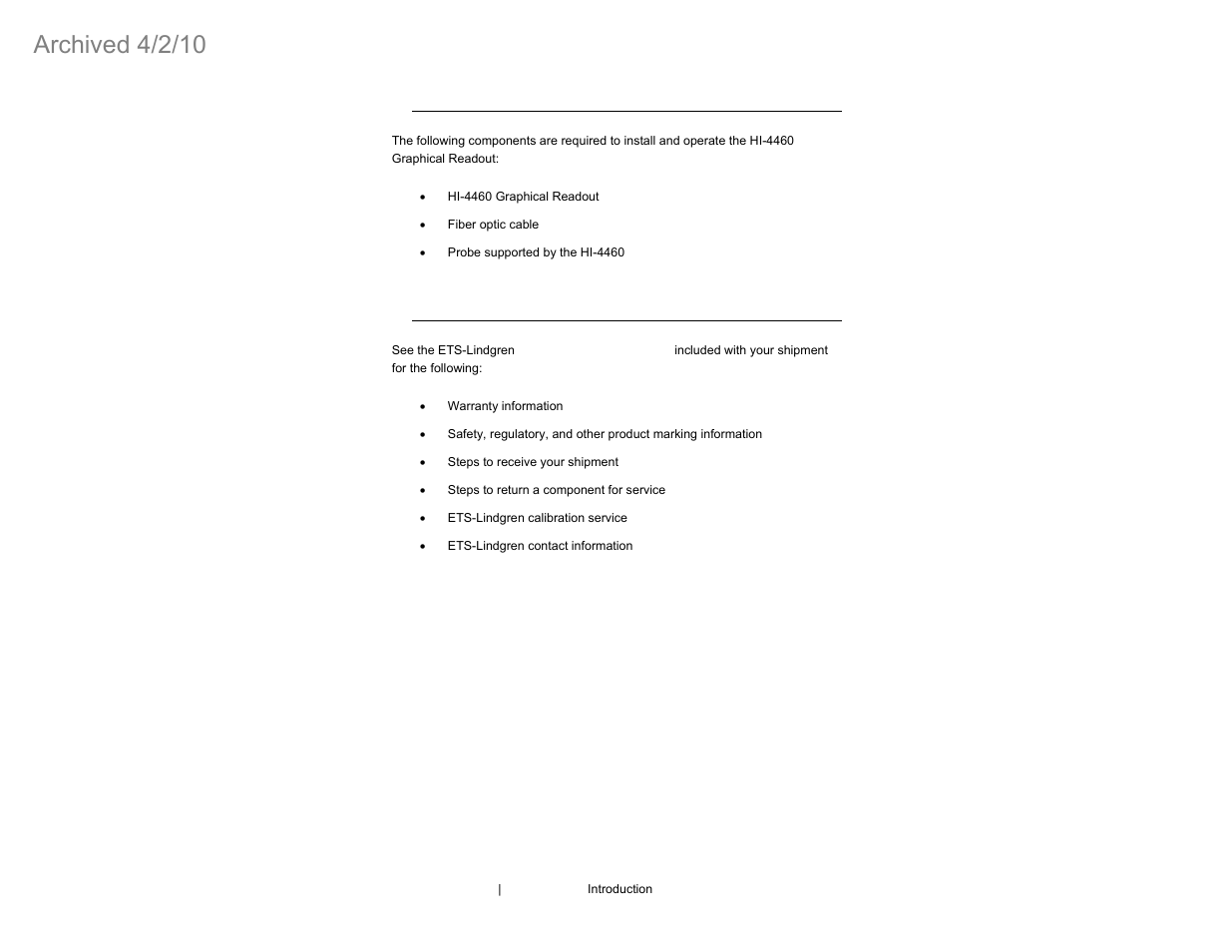 Archived 4/2/10 | ETS-Lindgren HI-4460 Graphical Readout (Archived) User Manual | Page 10 / 77