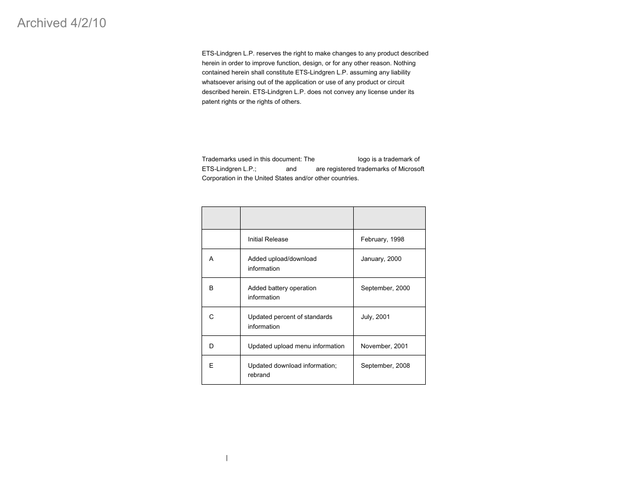 Archived 4/2/10 | ETS-Lindgren HI-4460 Graphical Readout (Archived) User Manual | Page 2 / 77