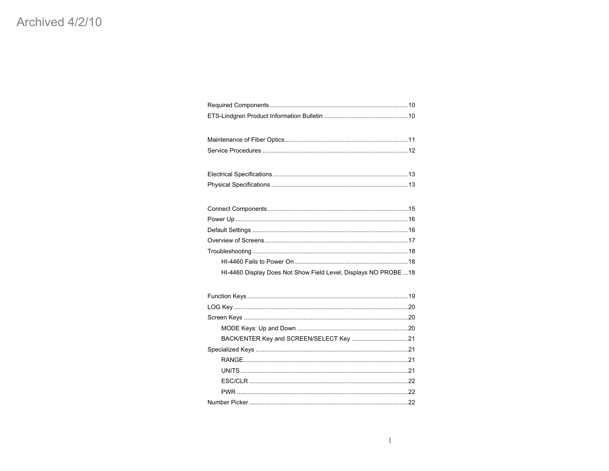 Archived 4/2/10 | ETS-Lindgren HI-4460 Graphical Readout (Archived) User Manual | Page 3 / 77