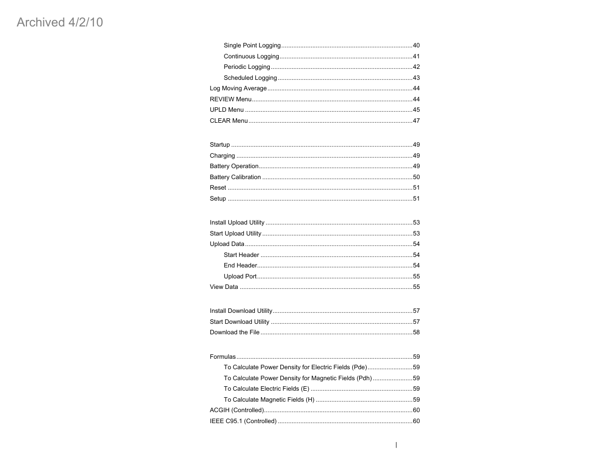 Archived 4/2/10 | ETS-Lindgren HI-4460 Graphical Readout (Archived) User Manual | Page 5 / 77