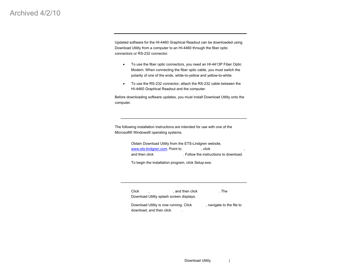 Archived 4/2/10, 0 download utility | ETS-Lindgren HI-4460 Graphical Readout (Archived) User Manual | Page 57 / 77