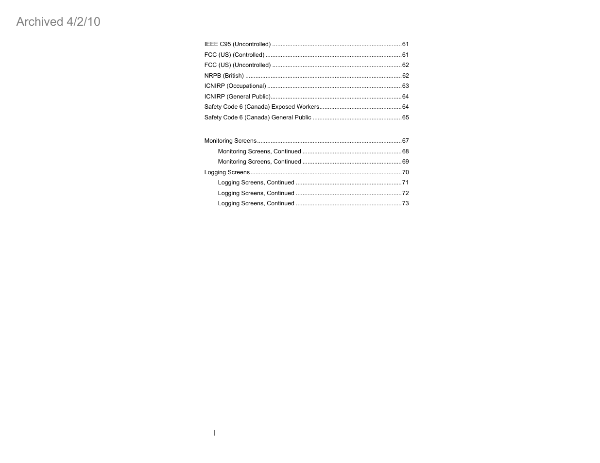 Archived 4/2/10 | ETS-Lindgren HI-4460 Graphical Readout (Archived) User Manual | Page 6 / 77