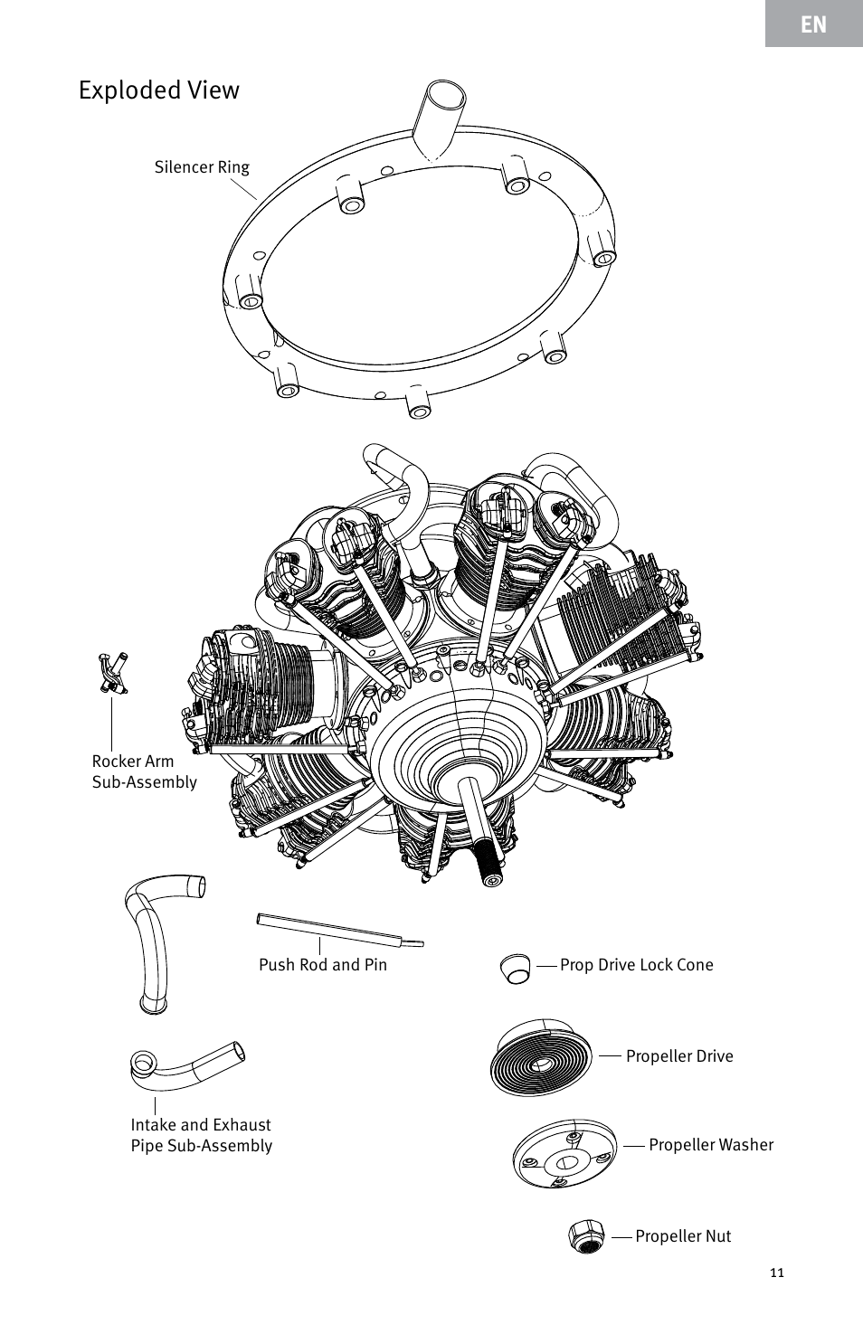 Exploded view | Evolution Engines E7260 User Manual | Page 11 / 56